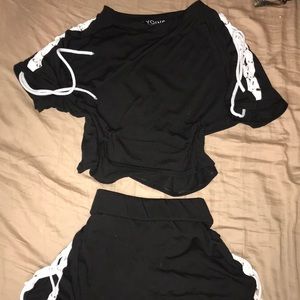 2 piece crop top and shorts